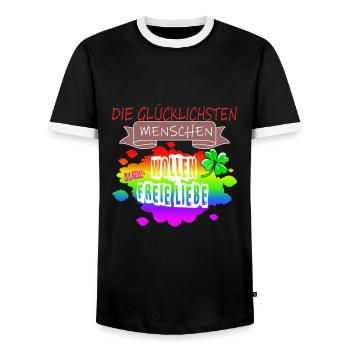LGBTQ Trans Homosexuell Lesbisch Ehe für alle Bi - Männer Kontrast-T-Shirt - Schwarz/Weiß - Vorne - AI Model Female 172 light (172cm) & AI Model Male 178 light (178cm)