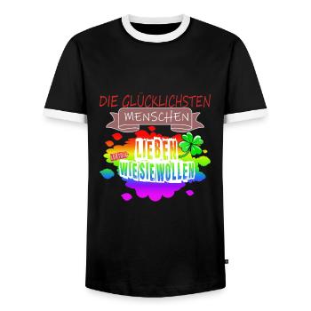 LGBTQ Trans Homosexuell Lesbisch Ehe für alle Bi - Männer Kontrast-T-Shirt - Schwarz/Weiß - Vorne - AI Model Female 172 light (172cm) & AI Model Male 178 light (178cm)