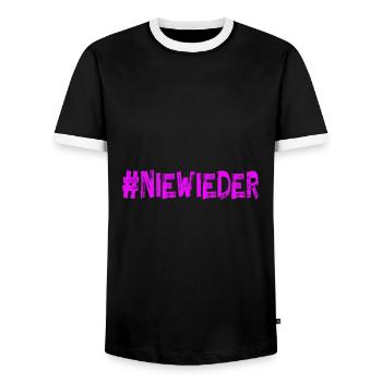 AfD stoppen gegen rechts Demokratie verteidigen - Männer Kontrast-T-Shirt - Schwarz/Weiß - Vorne - AI Model Female 172 light (172cm) & AI Model Male 178 light (178cm)