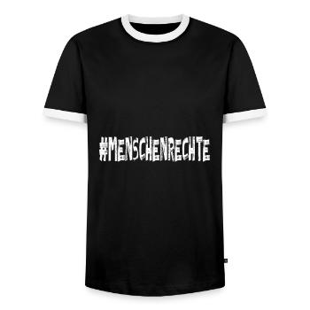 AfD stoppen gegen rechts Demokratie Vielfalt - Männer Kontrast-T-Shirt - Schwarz/Weiß - Vorne - AI Model Female 172 light (172cm) & AI Model Male 178 light (178cm)