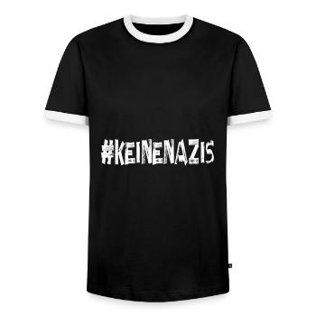 AfD stoppen gegen rechts Demokratie Vielfalt - Männer Kontrast-T-Shirt - Schwarz/Weiß - Vorne - AI Model Female 172 light (172cm) & AI Model Male 178 light (178cm)