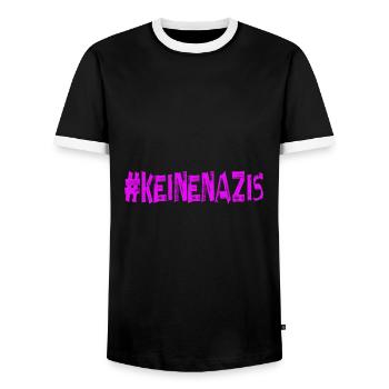 AfD stoppen gegen rechts Demokratie Vielfalt - Männer Kontrast-T-Shirt - Schwarz/Weiß - Vorne - AI Model Female 172 light (172cm) & AI Model Male 178 light (178cm)