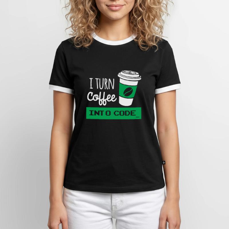 I turn coffee into developer code Men's Ringer Shirt