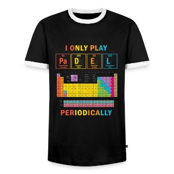 I only Play Padel Periodically Paddle Tennis - Men's Ringer Shirt - black/white - Front - AI Model Female 172 light (172cm) & AI Model Male 178 light (178cm)