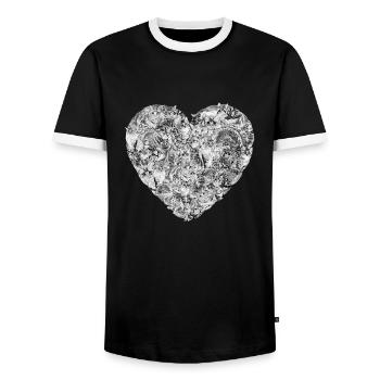 Coeur chat amoureux Kitty chat chaton amour cadeau pour animaux de compagnie - T-shirt contrasté Homme - noir/blanc - Devant - AI Model Female 172 light (172cm) & AI Model Male 178 light (178cm)