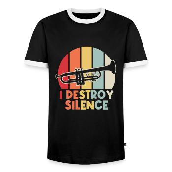 I destroy silence - Men's Ringer Shirt - black/white - Front - AI Model Female 172 light (172cm) & AI Model Male 178 light (178cm)