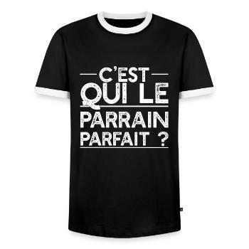 "le parrain parfait" t-shirt humour parrain - T-shirt contrasté Homme - noir/blanc - Devant - AI Model Female 172 light (172cm) & AI Model Male 178 light (178cm)
