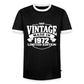 Vintage fabriqué en 1972 - T-shirt contrasté Homme - noir/blanc - Devant - AI Model Female 172 light (172cm) & AI Model Male 178 light (178cm)