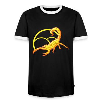 Scorpion jaune venimeux menace avec son aiguillon - T-shirt contrasté Homme - noir/blanc - Devant - AI Model Female 172 light (172cm) & AI Model Male 178 light (178cm)