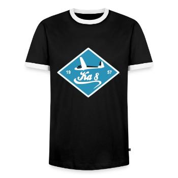 Ka 8 - Männer Kontrast-T-Shirt - Schwarz/Weiß - Vorne - AI Model Female 172 light (172cm) & AI Model Male 178 light (178cm)