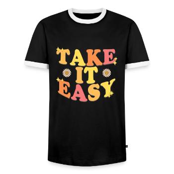 Take It Easy - Männer Kontrast-T-Shirt - Schwarz/Weiß - Vorne - AI Model Female 172 light (172cm) & AI Model Male 178 light (178cm)
