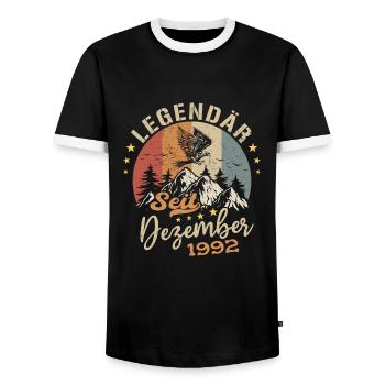 Legendär seit Dezember 1992 limitierte Auflage - Männer Kontrast-T-Shirt - Schwarz/Weiß - Vorne - AI Model Female 172 light (172cm) & AI Model Male 178 light (178cm)