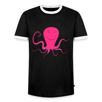Octopus - Männer Kontrast-T-Shirt - Schwarz/Weiß - Vorne - AI Model Female 172 light (172cm) & AI Model Male 178 light (178cm)