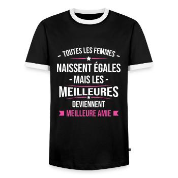Les meilleures femmes deviennent Meilleure Amie - T-shirt contrasté Homme - noir/blanc - Devant - AI Model Female 172 light (172cm) & AI Model Male 178 light (178cm)