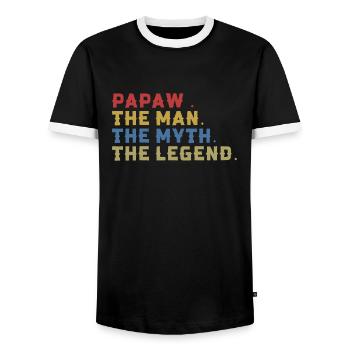 Papa Opa Spruch Papaw The Man The Myth The Legend - Männer Kontrast-T-Shirt - Schwarz/Weiß - Vorne - AI Model Female 172 light (172cm) & AI Model Male 178 light (178cm)