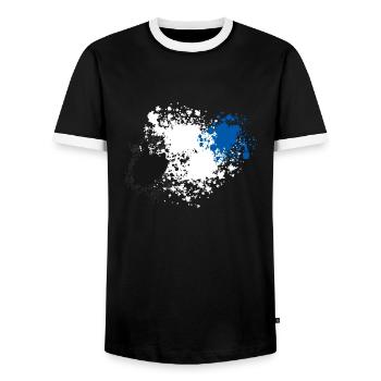 Noir-Blanc-Bleu - T-shirt contrasté Homme - noir/blanc - Devant - AI Model Female 172 light (172cm) & AI Model Male 178 light (178cm)