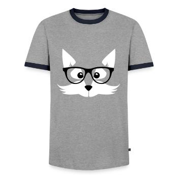 nerd fox - nerd fuchs mit brille - Wald -geek-kind - Männer Kontrast-T-Shirt - Grau/Navy  - Vorne - AI Model Female 172 light (172cm) & AI Model Male 178 light (178cm)
