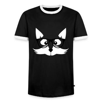 fox nerd - nerd with glasses - Fox forest - Men's Ringer Shirt - black/white - Front - AI Model Female 172 light (172cm) & AI Model Male 178 light (178cm)