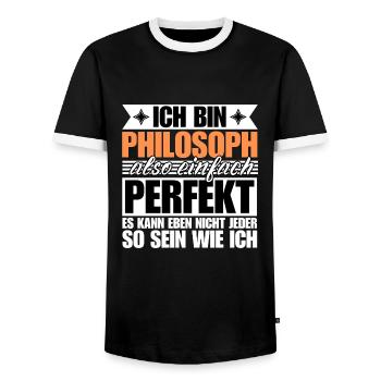 Perfekter Philosoph - Männer Kontrast-T-Shirt - Schwarz/Weiß - Vorne - AI Model Female 172 light (172cm) & AI Model Male 178 light (178cm)