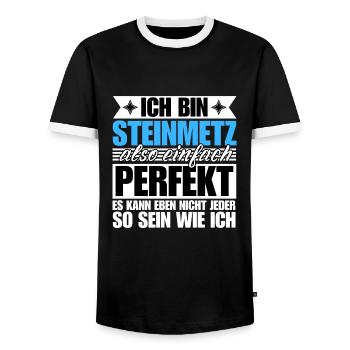 Perfekter Steinmetz - Männer Kontrast-T-Shirt - Schwarz/Weiß - Vorne - AI Model Female 172 light (172cm) & AI Model Male 178 light (178cm)
