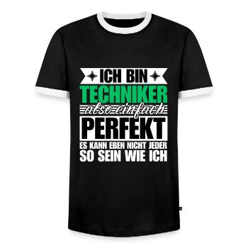 Perfekter Techniker - Männer Kontrast-T-Shirt - Schwarz/Weiß - Vorne - AI Model Female 172 light (172cm) & AI Model Male 178 light (178cm)