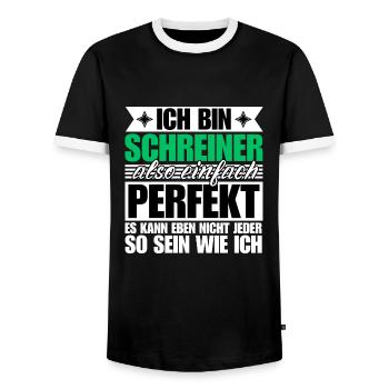 Perfekter Schreiner - Männer Kontrast-T-Shirt - Schwarz/Weiß - Vorne - AI Model Female 172 light (172cm) & AI Model Male 178 light (178cm)