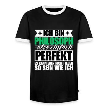 Perfekter Philosoph - Männer Kontrast-T-Shirt - Schwarz/Weiß - Vorne - AI Model Female 172 light (172cm) & AI Model Male 178 light (178cm)
