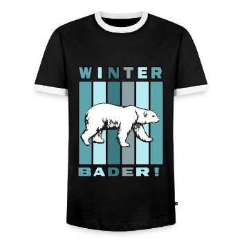 eisbad eisbär winterbader eisbademeister anbaden - Männer Kontrast-T-Shirt - Schwarz/Weiß - Vorne - AI Model Female 172 light (172cm) & AI Model Male 178 light (178cm)