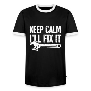Mechanic Keep Calm I'll Fix It - Men's Ringer Shirt - black/white - Front - AI Model Female 172 light (172cm) & AI Model Male 178 light (178cm)