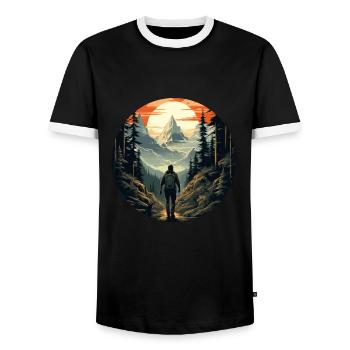 Wald-Natur-Trekking-Abenteuer - Männer Kontrast-T-Shirt - Schwarz/Weiß - Vorne - AI Model Female 172 light (172cm) & AI Model Male 178 light (178cm)