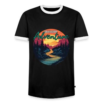 Chasseur, Alpiniste, Randonneur, Aventure - T-shirt contrasté Homme - noir/blanc - Devant - AI Model Female 172 light (172cm) & AI Model Male 178 light (178cm)