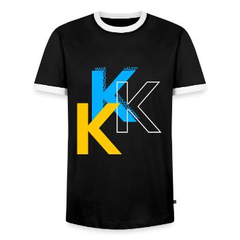 Letter K - Men's Ringer Shirt - black/white - Front - AI Model Female 172 light (172cm) & AI Model Male 178 light (178cm)