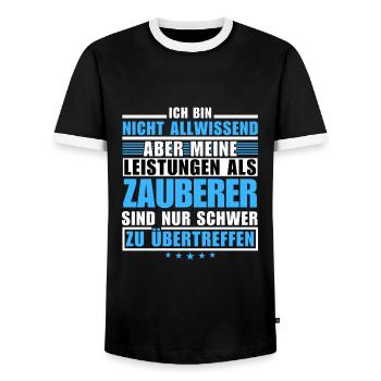 Unmatched performance as a magician - Men's Ringer Shirt - black/white - Front - AI Model Female 172 light (172cm) & AI Model Male 178 light (178cm)