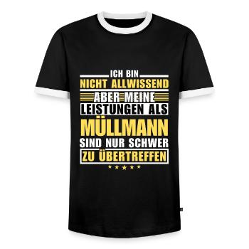 Unmatched performance as a garbage man - Men's Ringer Shirt - black/white - Front - AI Model Female 172 light (172cm) & AI Model Male 178 light (178cm)