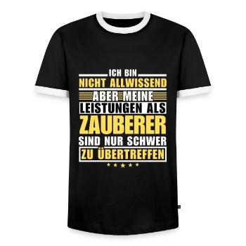 Unmatched performance as a magician - Men's Ringer Shirt - black/white - Front - AI Model Female 172 light (172cm) & AI Model Male 178 light (178cm)