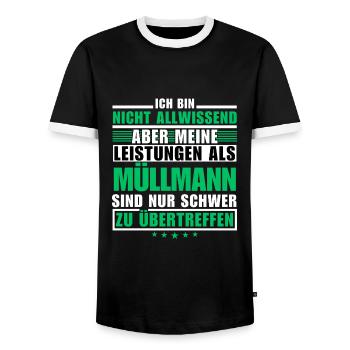 Unmatched performance as a garbage man - Men's Ringer Shirt - black/white - Front - AI Model Female 172 light (172cm) & AI Model Male 178 light (178cm)