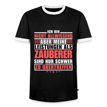 Unmatched performance as a magician - Men's Ringer Shirt - black/white - Front - AI Model Female 172 light (172cm) & AI Model Male 178 light (178cm)
