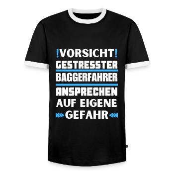 Ne vous approchez pas du conducteur de la pelle stressé ! - T-shirt contrasté Homme - noir/blanc - Devant - AI Model Female 172 light (172cm) & AI Model Male 178 light (178cm)