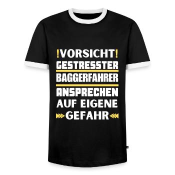 Ne vous approchez pas du conducteur de la pelle stressé ! - T-shirt contrasté Homme - noir/blanc - Devant - AI Model Female 172 light (172cm) & AI Model Male 178 light (178cm)