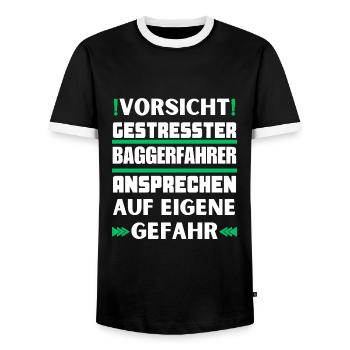 Ne vous approchez pas du conducteur de la pelle stressé ! - T-shirt contrasté Homme - noir/blanc - Devant - AI Model Female 172 light (172cm) & AI Model Male 178 light (178cm)