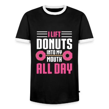 Donut Lover - Men's Ringer Shirt - black/white - Front - AI Model Female 172 light (172cm) & AI Model Male 178 light (178cm)