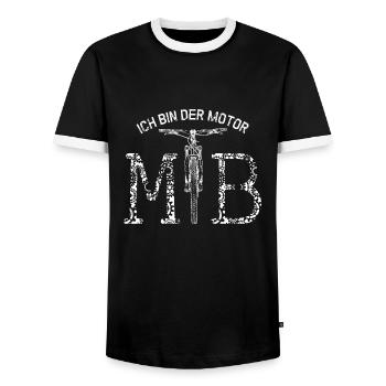 MTB - Mountainbiker - ICH BIN DER MOTOR - Männer Kontrast-T-Shirt - Schwarz/Weiß - Vorne - AI Model Female 172 light (172cm) & AI Model Male 178 light (178cm)