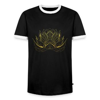 Blume des Lebens Lotos Gold Ornamente Geschenk - Männer Kontrast-T-Shirt - Schwarz/Weiß - Vorne - AI Model Female 172 light (172cm) & AI Model Male 178 light (178cm)