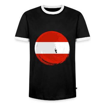 Austria Flag Austria Austrian Flag AT - Men's Ringer Shirt - black/white - Front - AI Model Female 172 light (172cm) & AI Model Male 178 light (178cm)
