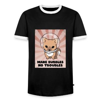 Make Bubbles No Troubles - Men's Ringer Shirt - black/white - Front - AI Model Female 172 light (172cm) & AI Model Male 178 light (178cm)