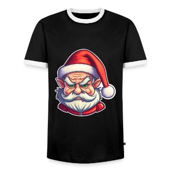 Santa Claus, Bad Santa, outfit - Men's Ringer Shirt - black/white - Front - AI Model Female 172 light (172cm) & AI Model Male 178 light (178cm)