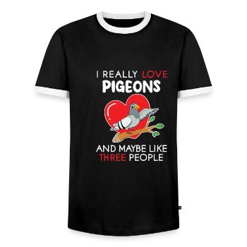 I love pigeon design for pigeon fanciers - Men's Ringer Shirt - black/white - Front - AI Model Female 172 light (172cm) & AI Model Male 178 light (178cm)