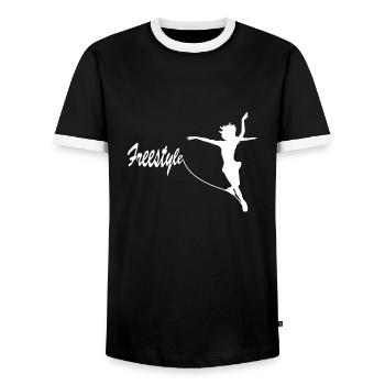 Freestyle Figure Skating - Men's Ringer Shirt - black/white - Front - AI Model Female 172 light (172cm) & AI Model Male 178 light (178cm)