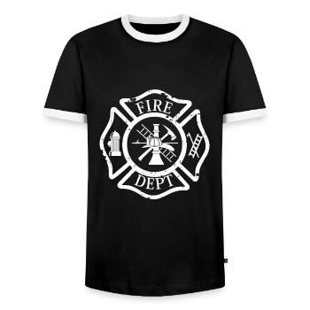 Grafik der Feuerwehr - Männer Kontrast-T-Shirt - Schwarz/Weiß - Vorne - AI Model Female 172 light (172cm) & AI Model Male 178 light (178cm)