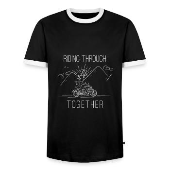 Motards couple en blanc - T-shirt contrasté Homme - noir/blanc - Devant - AI Model Female 172 light (172cm) & AI Model Male 178 light (178cm)